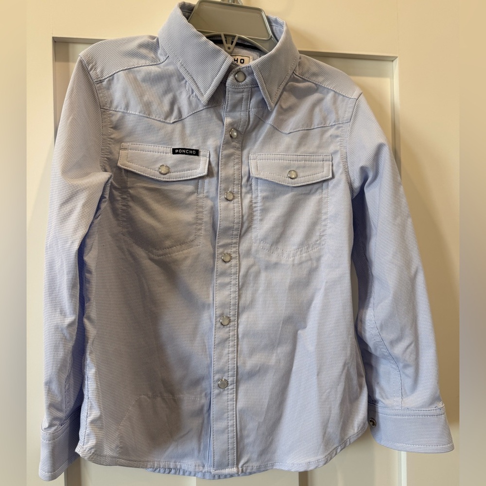 Poncho Light Blue Button-Up Shirt